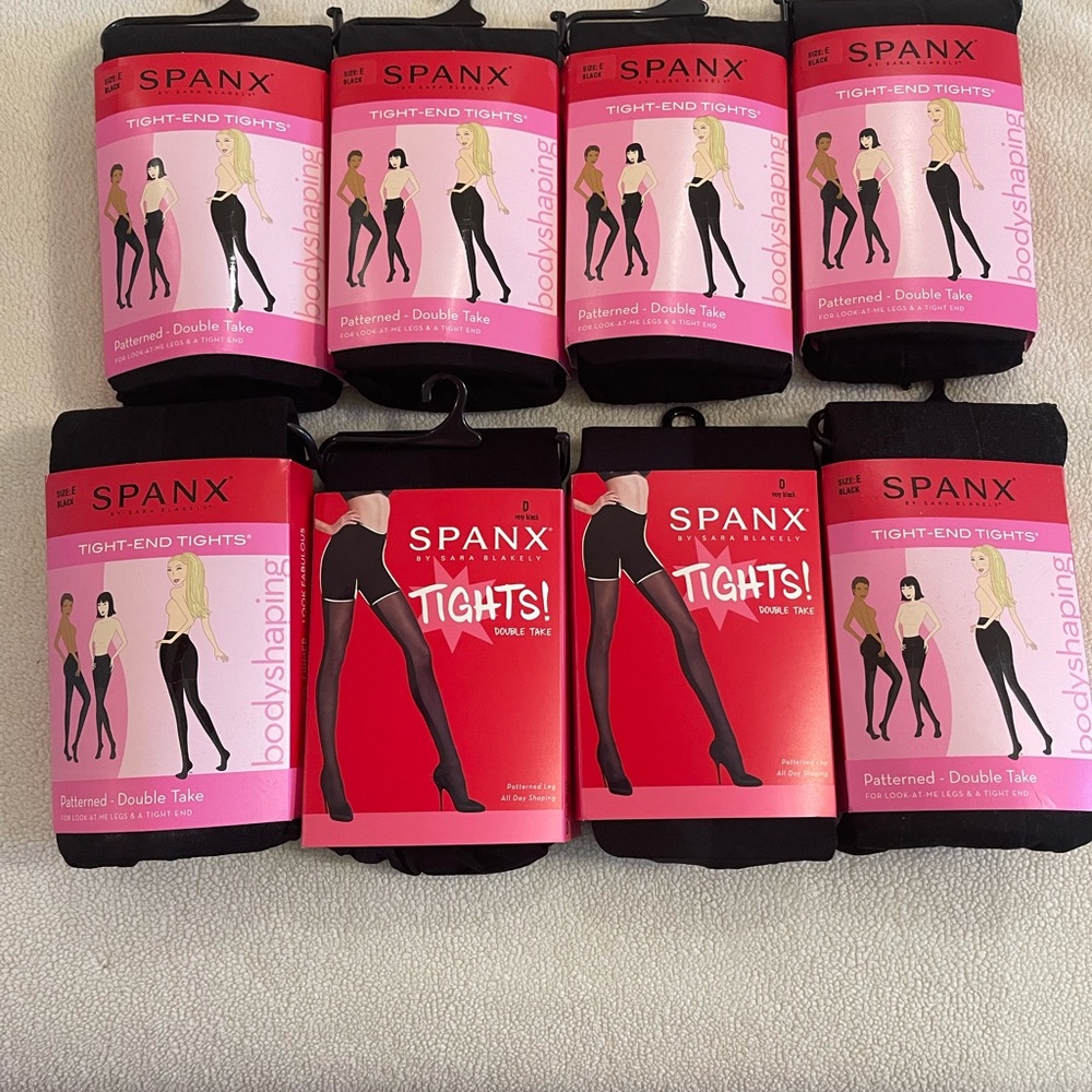 SPANX Pink and Black Packaging - tights in black